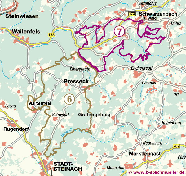 Mountainbiking Karte Route 6 und 7